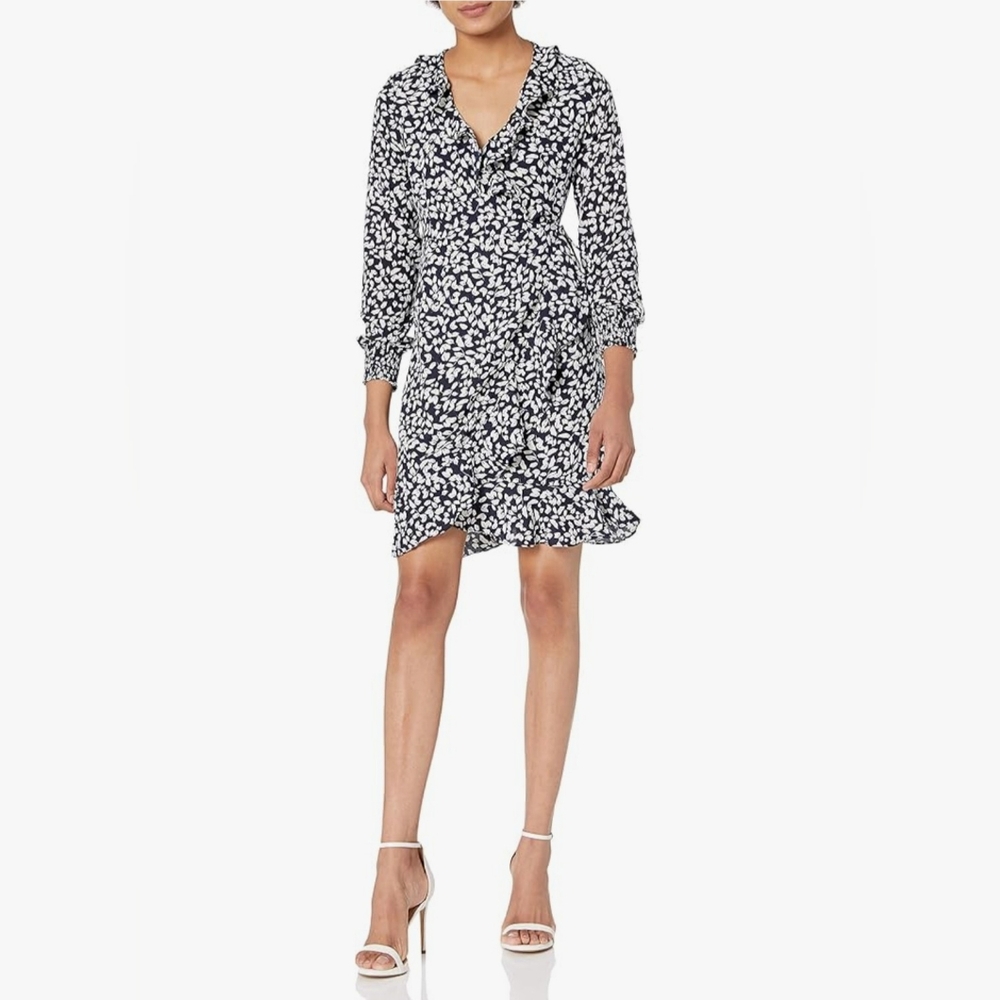 Vero Moda Henna Smock Short Wrap Dress Night Sky - NWT - Large